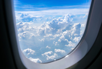 the landscape from the airplane's window