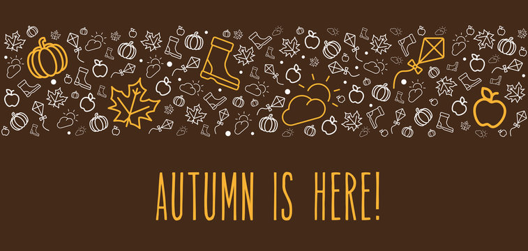 Autumn is here Greeting Card with autumn icons