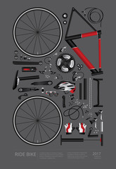 Fototapeta premium Bicycle Assembly Poster Advertising Vector Illustration