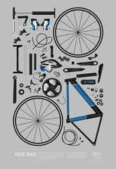 Obraz premium Bicycle Assembly Poster Advertising Vector Illustration
