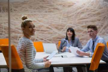 Business Team At A Meeting at modern office building