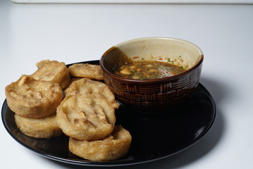 Thai snack style Fried Taro with sauce