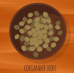Coriander seeds flat design vector icon. 