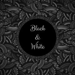 Decorative ethnic pattern frame, black and white design