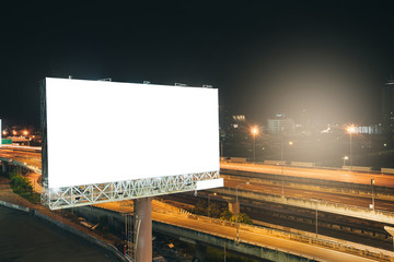 billboard blank for outdoor advertising poster or blank billboard at night time for advertisement.