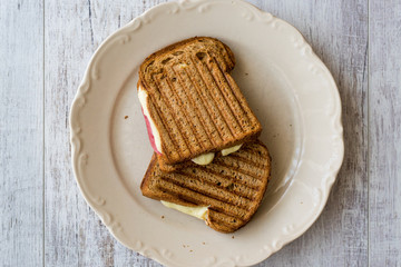 Turkish Toast (tost) with melted cheese and salami