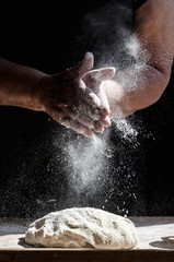 Grand mother kneading pastry for Christmas baking