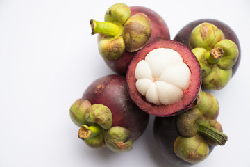 Mangosteen on white background