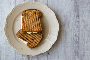 Turkish Toast (tost) with melted cheese and salami