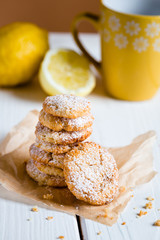 Homemade Vegan Cookies with Lemon Flavor, Vertical View