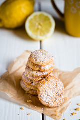 Stack of Paleo Homemade Shortbread Lemon Cookies