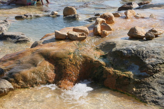 Edipsos city on island Evia in Greece with spa Sulfur waters.