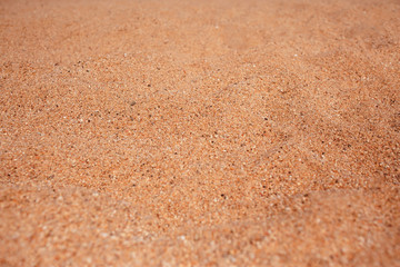 Beach sand as background.  Yellow and brown Grain Sandy texture close up .