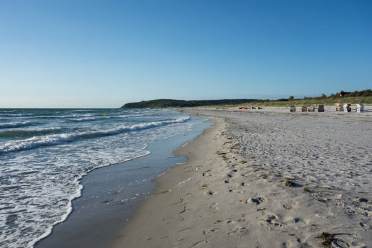 Hiddensee Island Beach Before Sunset With Beach Chairs In The Background