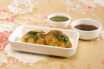 Aloo tikki or fried potato balls or chaat