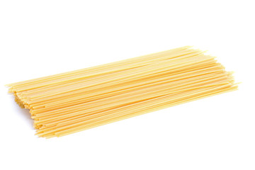 Raw spaghetti isolated on white background