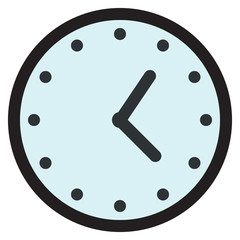 Wall round analog clock face, watch icon, vector illustration flat style design isolated on white. Colorful graphics