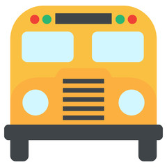 School bus icon, vector illustration flat style design isolated on white. Colorful graphics