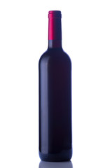 Bottle of red wine isolated on white background