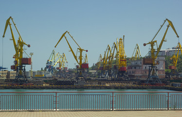 Cranes in the seaport.