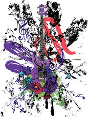 Plakat Grunge Guitar Illustration
