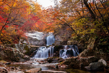 Gangwon-do Province, South Korea - Bangtaesan two-stage waterfall.