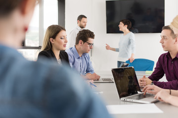 Business Team At A Meeting at modern office building