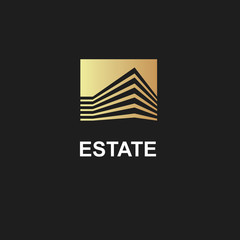 Real Estate Construction Logo design vector template.Commercial office property business center Financial Logotype. Corporate Finance Resort identity icon.