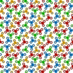 Seamless pattern with colorful spinners on white background
