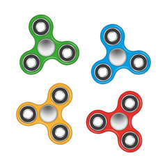Set of four colorful 3D spinners