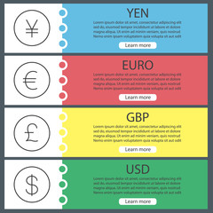 Currencies web banner templates set