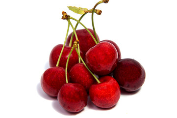 Cherry red  fruit on white background isolated