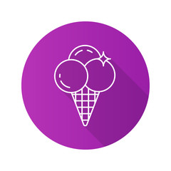 Ice cream flat linear long shadow icon