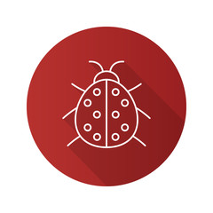 Ladybug flat linear long shadow icon