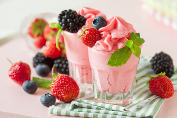 Soft homemade whipped berry ice cream