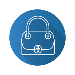 Women's handbag flat linear long shadow icon