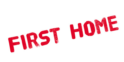 First Home rubber stamp. Grunge design with dust scratches. Effects can be easily removed for a clean, crisp look. Color is easily changed.