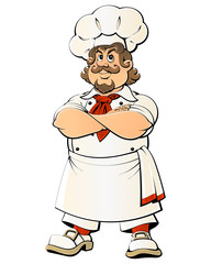 Caricature French chef is very happy.