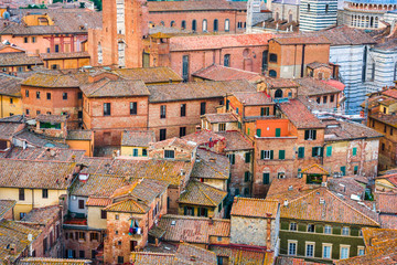 Fototapeta na wymiar Aerial view old centre town Siena
