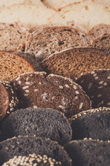 Bakery concept. Plenty of sliced bread background