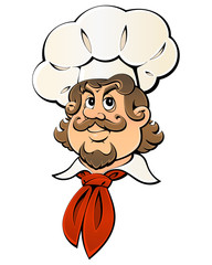 Caricature French chef is very happy.