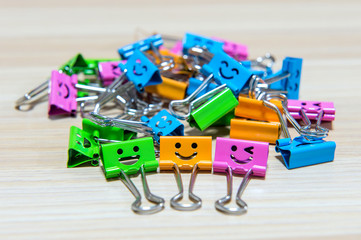 Colorful paper clips. Smile paper clips.
