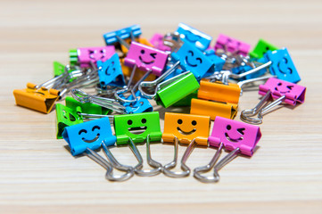 Colorful paper clips. Smile paper clips.