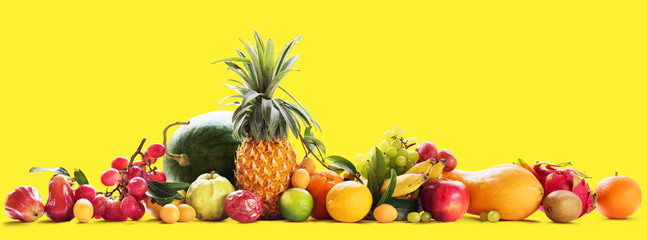Tropical Fruits and Berry Raw Eating Diet Concept