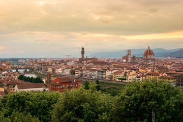 Fototapeta na wymiar Golden sunset over Florence, Italy