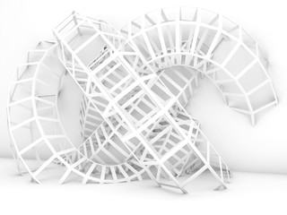 Abstract cg background, white wire-frame knot