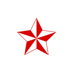 Red five-pointed star. Vector illustration.