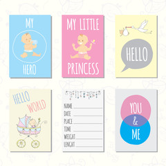 Set of journaling cards for newborn baby.