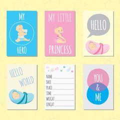 Set of journaling cards for newborn baby.