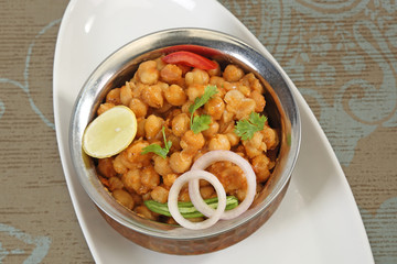 Chole with puri or Chana Masala with Puri Indian Food